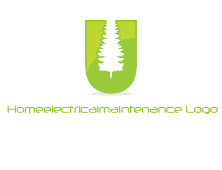 Tree in the letter u logo