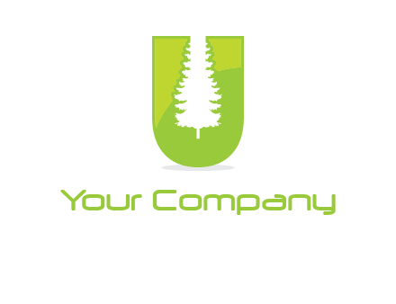 Tree in the letter u logo