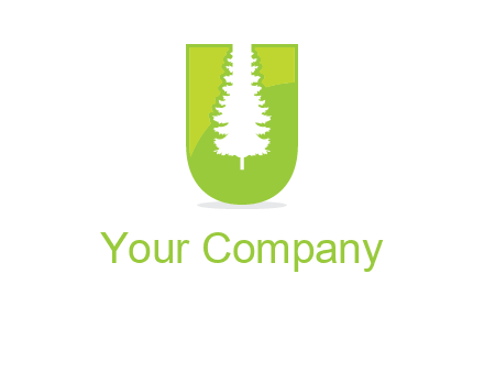 Tree in the letter u logo