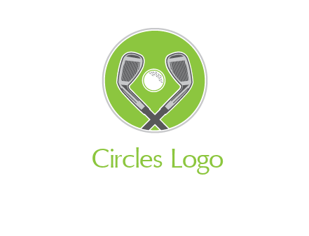 ice hockey clubs and ball in circle sports logo