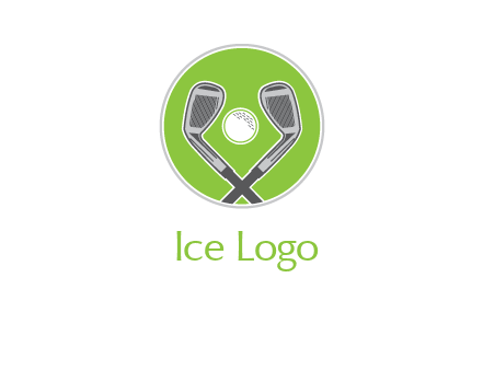 ice hockey clubs and ball in circle sports logo