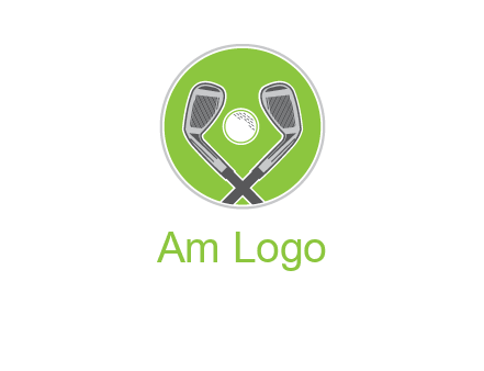 ice hockey clubs and ball in circle sports logo