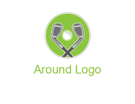 ice hockey clubs and ball in circle sports logo