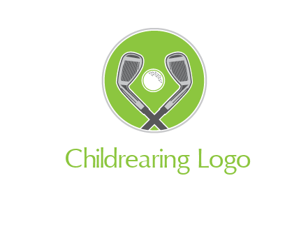 ice hockey clubs and ball in circle sports logo