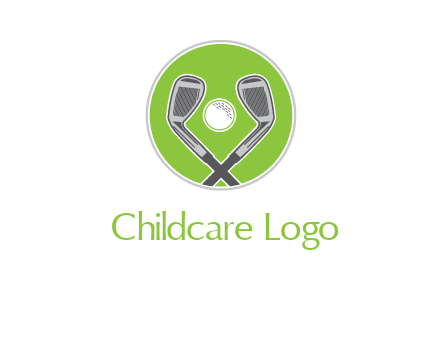 ice hockey clubs and ball in circle sports logo