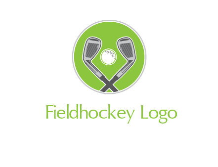 ice hockey clubs and ball in circle sports logo