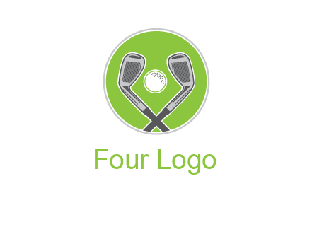 ice hockey clubs and ball in circle sports logo