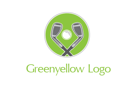 ice hockey clubs and ball in circle sports logo