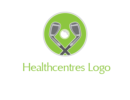 ice hockey clubs and ball in circle sports logo