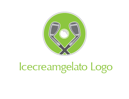 ice hockey clubs and ball in circle sports logo