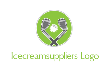 ice hockey clubs and ball in circle sports logo