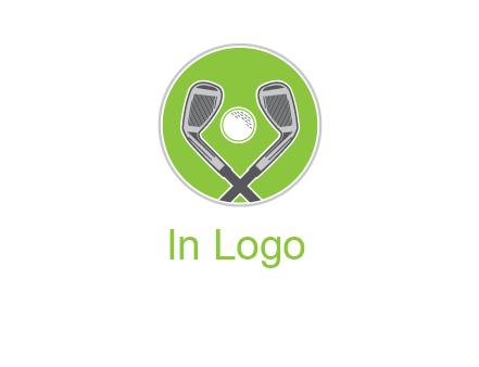 ice hockey clubs and ball in circle sports logo