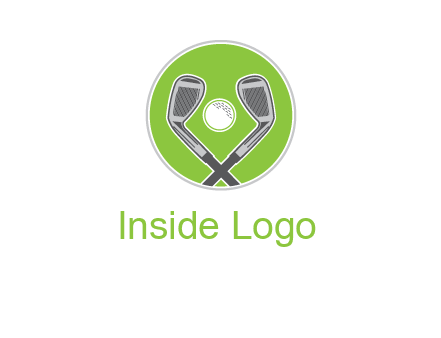 ice hockey clubs and ball in circle sports logo