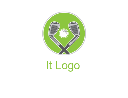 ice hockey clubs and ball in circle sports logo