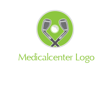 ice hockey clubs and ball in circle sports logo