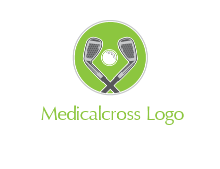 ice hockey clubs and ball in circle sports logo