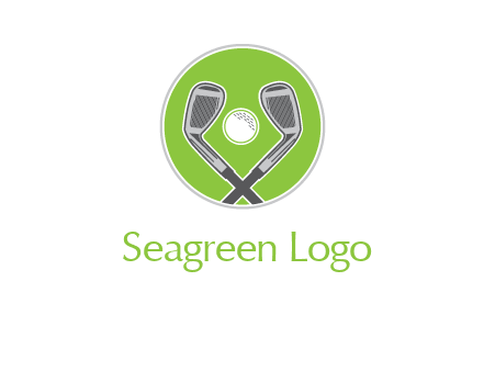 ice hockey clubs and ball in circle sports logo