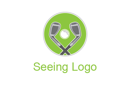 ice hockey clubs and ball in circle sports logo
