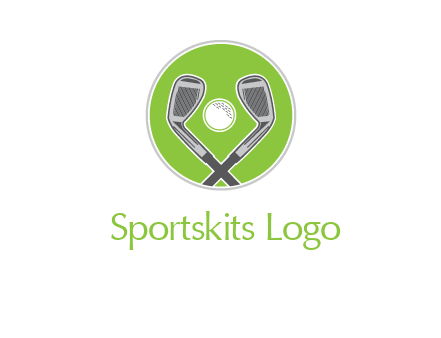 ice hockey clubs and ball in circle sports logo