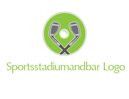ice hockey clubs and ball in circle sports logo