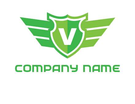 Letter V in shield and wings logo