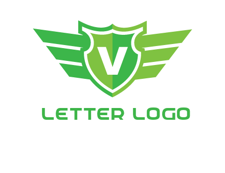 Letter V in shield and wings logo