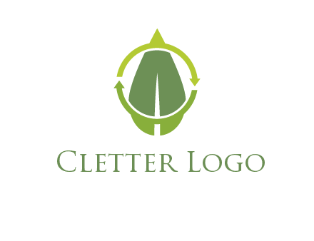 leaf and rotating arrows logo