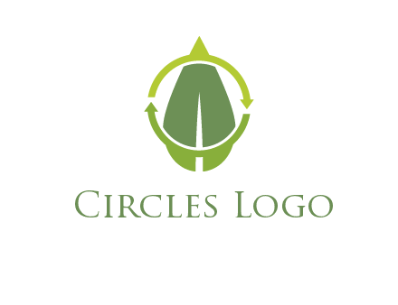 leaf and rotating arrows logo