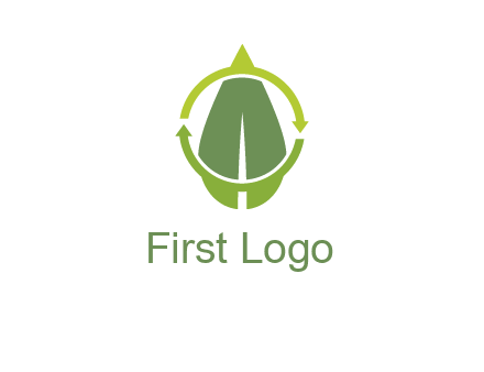 leaf and rotating arrows logo