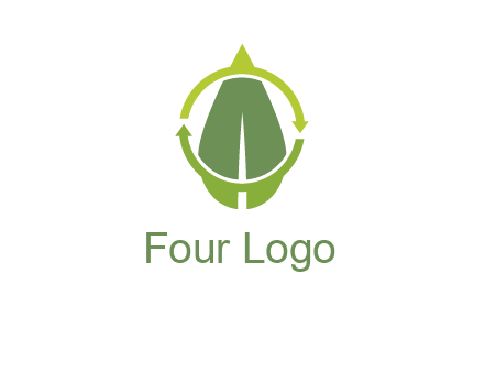 leaf and rotating arrows logo