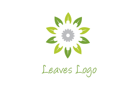 abstract leaves flower with gear logo