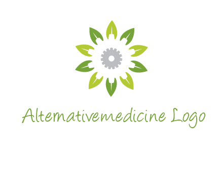 abstract leaves flower with gear logo
