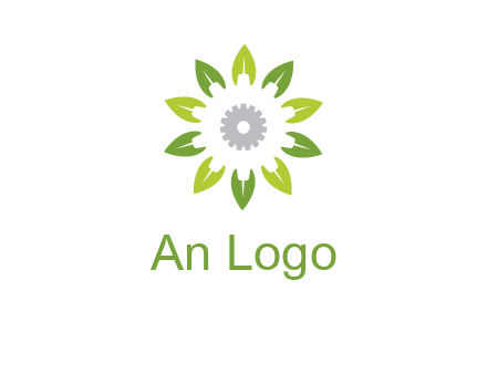 abstract leaves flower with gear logo