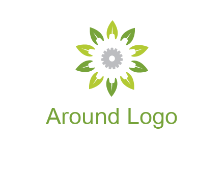 abstract leaves flower with gear logo