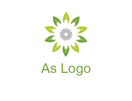 abstract leaves flower with gear logo