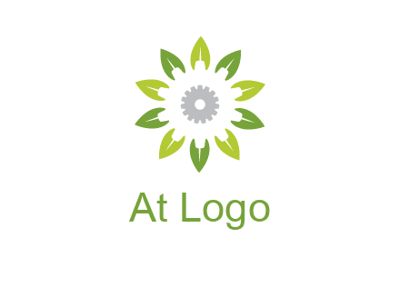 abstract leaves flower with gear logo