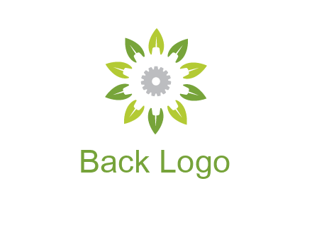 abstract leaves flower with gear logo