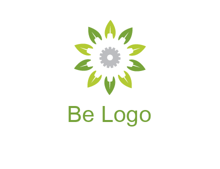 abstract leaves flower with gear logo