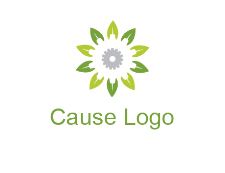 abstract leaves flower with gear logo