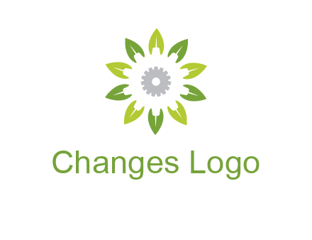 abstract leaves flower with gear logo