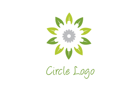 abstract leaves flower with gear logo
