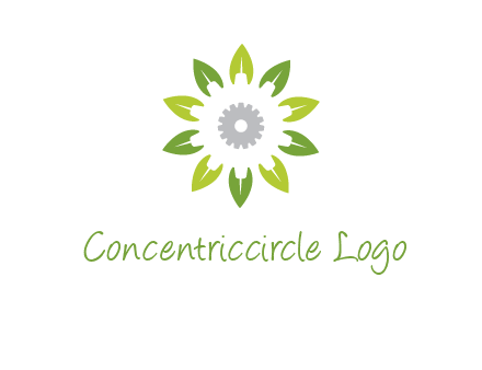 abstract leaves flower with gear logo