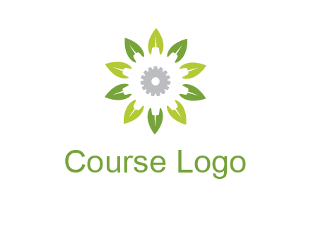 abstract leaves flower with gear logo