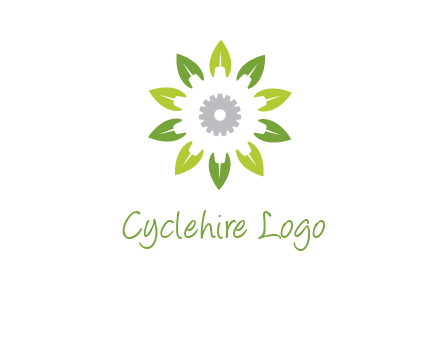 abstract leaves flower with gear logo
