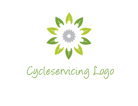abstract leaves flower with gear logo