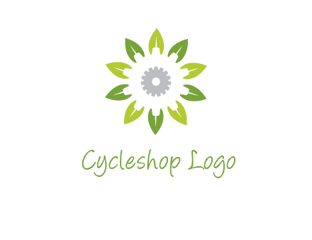 abstract leaves flower with gear logo