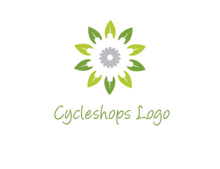 abstract leaves flower with gear logo