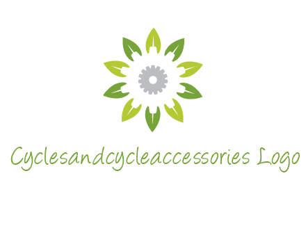 abstract leaves flower with gear logo