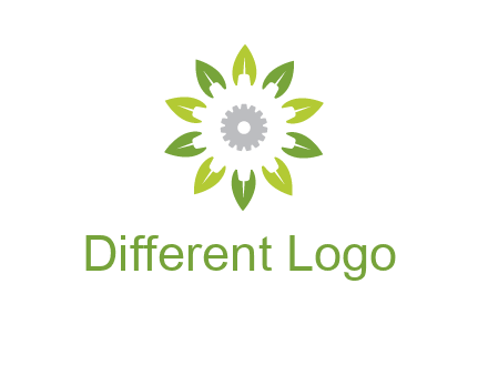 abstract leaves flower with gear logo
