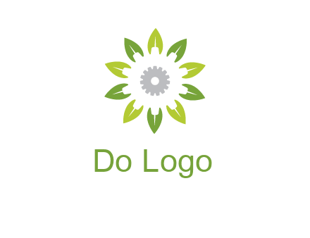 abstract leaves flower with gear logo